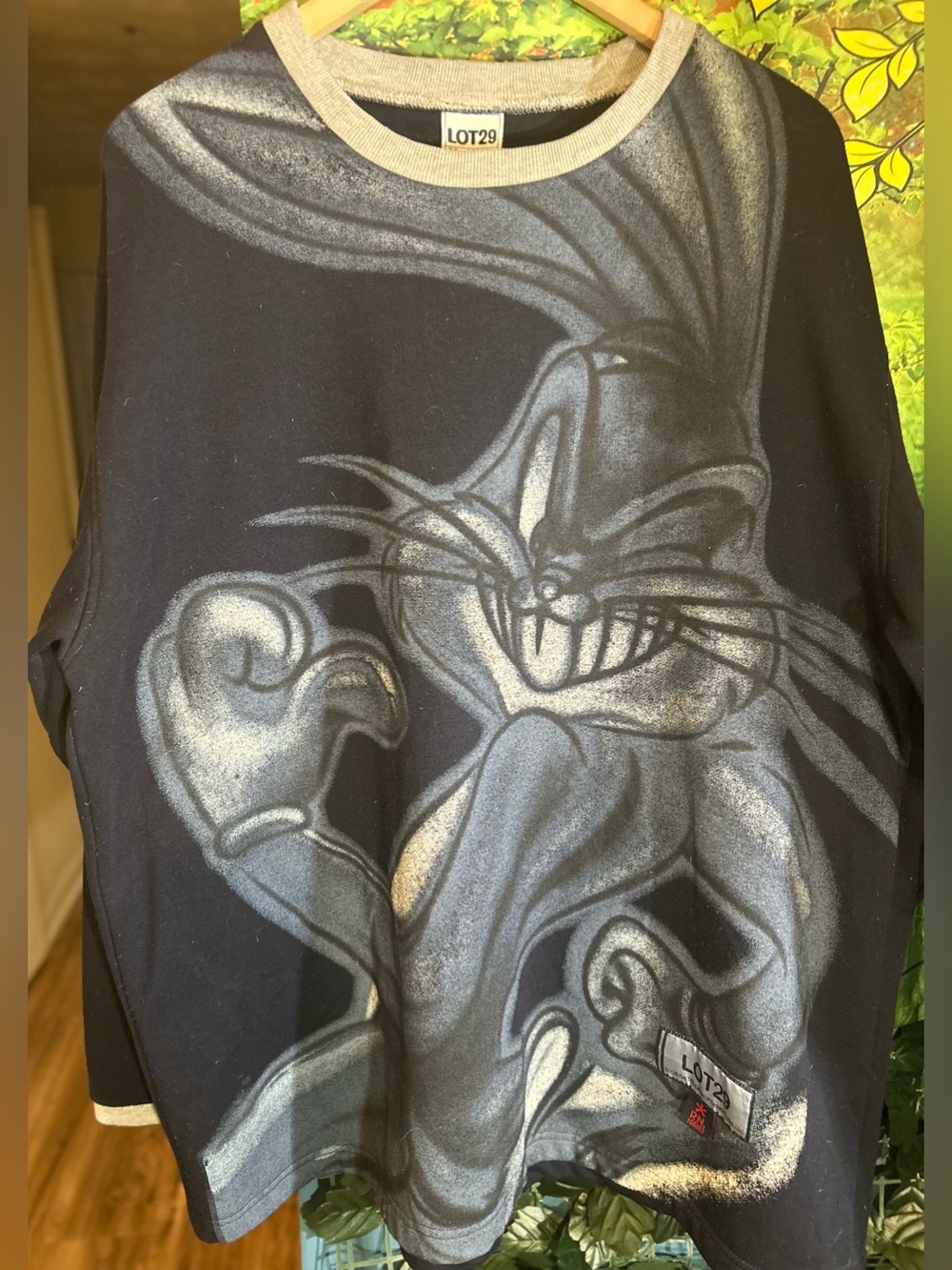 Mens Navy Blue Graphic Sweater with Large Bugs Bunny Print | Size XXL GUC!